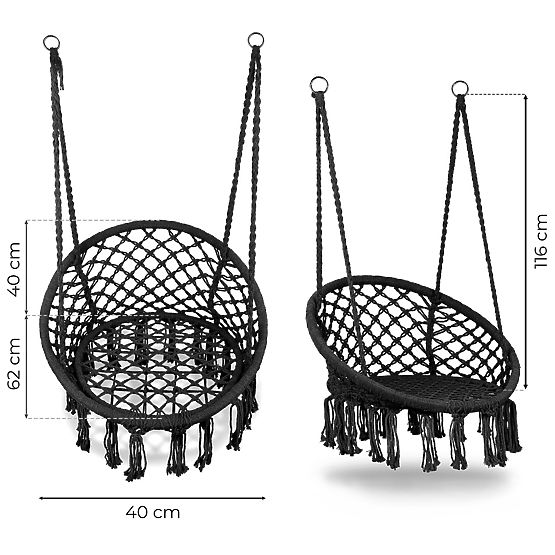 Hängesessel Boho Gartenschaukel Schwarz MultiGarden