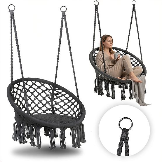 Hängesessel Boho Gartenschaukel Storchennest Grau MultiGarden