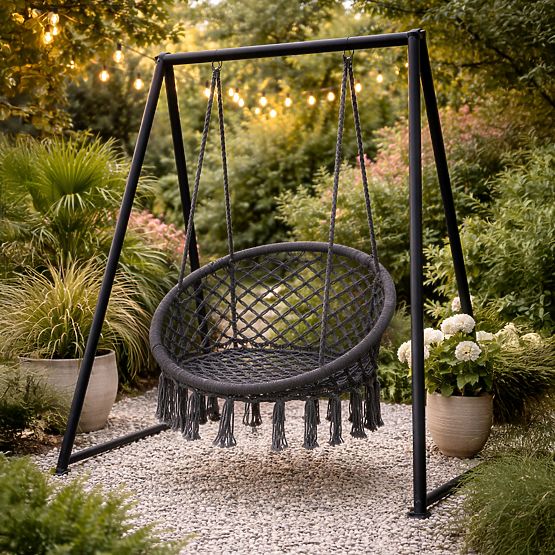 Hängesessel Boho Gartenschaukel Storchennest Grau MultiGarden