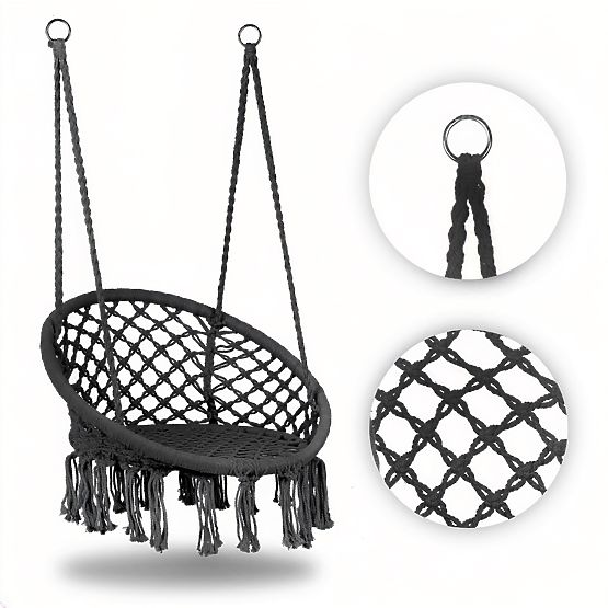 Hängesessel Boho Gartenschaukel Storchennest Grau MultiGarden