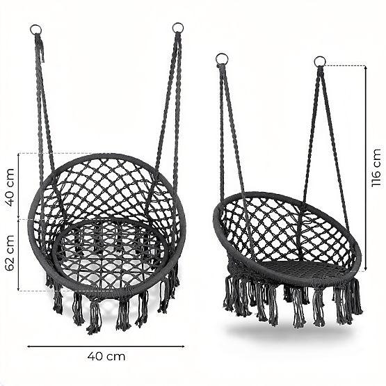 Hängesessel Boho Gartenschaukel Storchennest Grau MultiGarden