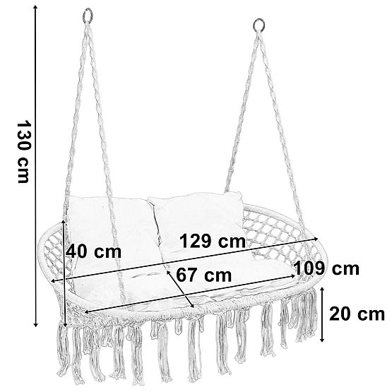 Hängesessel Storchennest LAGOS schwarz mit Kissen