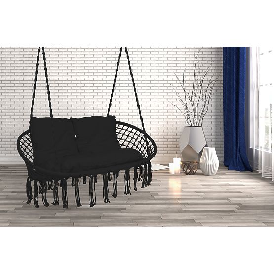 Hängesessel Storchennest LAGOS schwarz mit Kissen