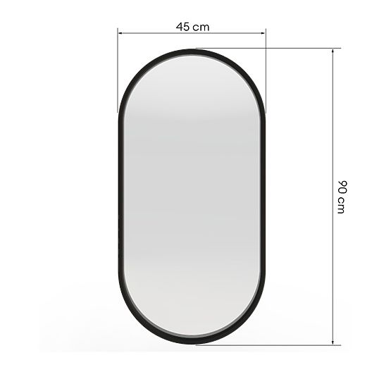 Hängespiegel im Holzrahmen Plico 45x90 cm, oval, schwarz