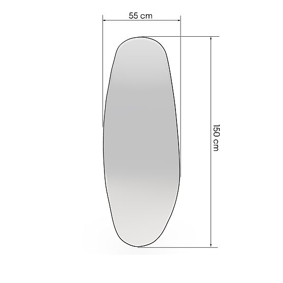 Hängespiegel im schwarzen Rahmen Frivatti, 55x150 cm, unregelmäßige Form