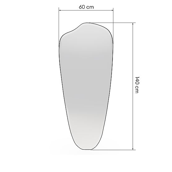 Hängespiegel im schwarzen Rahmen Frivatti, 60x140 cm, unregelmäßige Form