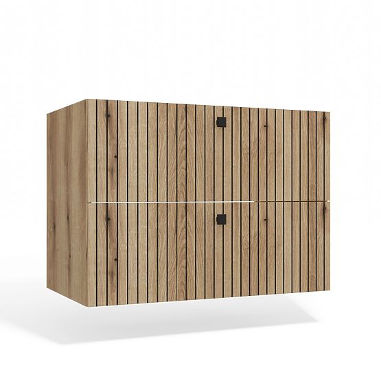 HÄNGEWASCHBECKENSCHRANK TIGO 80 2S EICHE EVOKE 2 SCHUBLADEN GERILLTE FRONT HÄNGEND