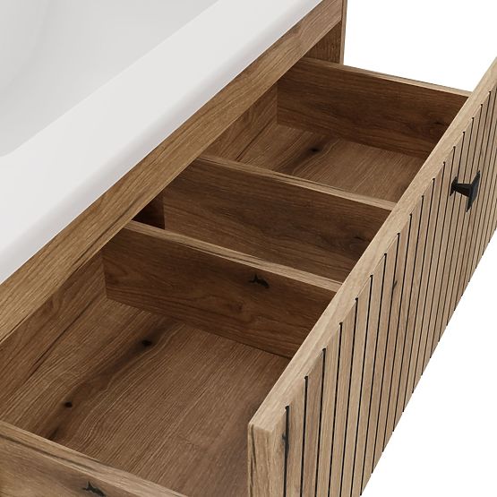 HÄNGEWASCHBECKENSCHRANK TIGO 80 2S EICHE EVOKE 2 SCHUBLADEN GERILLTE FRONT HÄNGEND