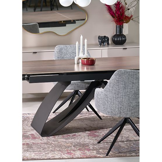 HILARIO ausziehbarer Tisch, Platte - Nussbaum, Beine - schwarz (3p=1Stk)