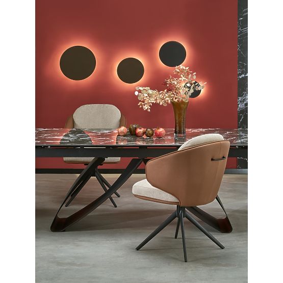 HILARIO ausziehbarer Tisch, Platte - schwarzer Marmor, Beine - schwarz (3p=1Stk)