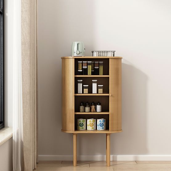 Hohe Kommode Clemente mit Lamellen, natur