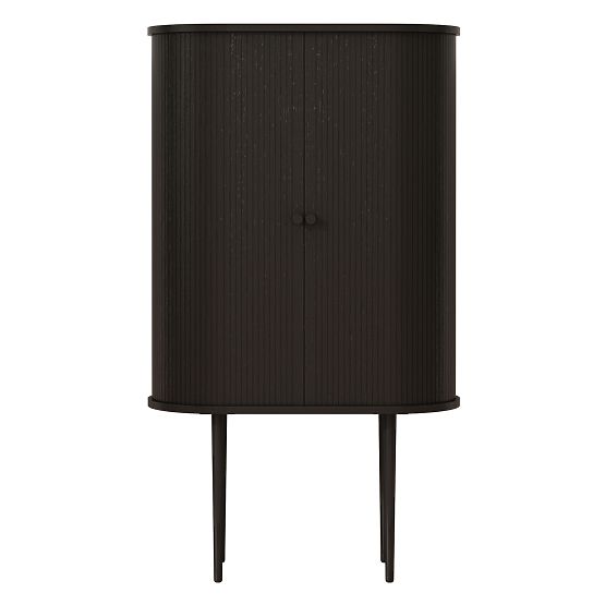 Hohe Kommode Clemente mit Lamellen, schwarz