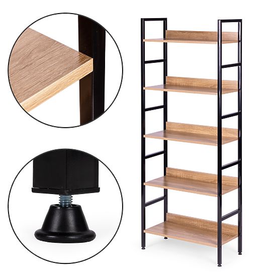 Hoher Loft-Regal 5 Böden Metall MDF ModernHome