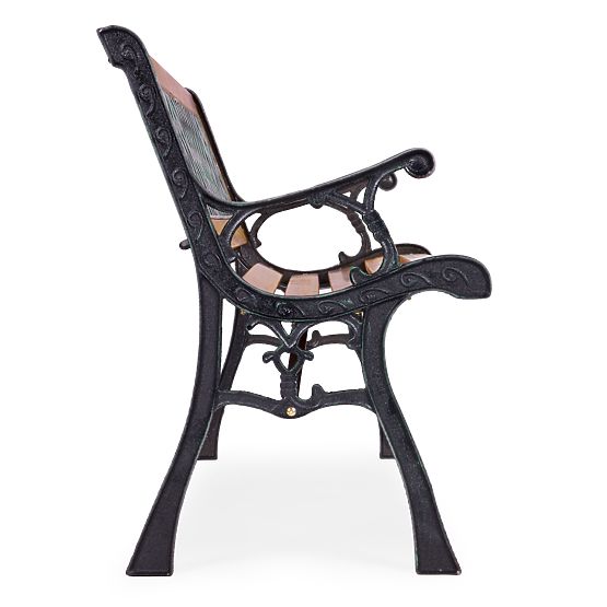 Holz-Gartenbank 126x51 cm mit Gitterrückenlehne und Gusseisenfüßen Parkbank MultiGarden