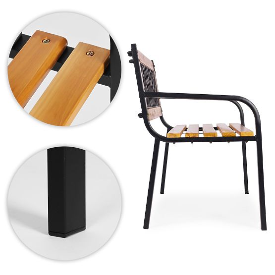 Holz-Gartenbank mit Gitterrückenlehne 118x52 cm Parkbank MultiGarden