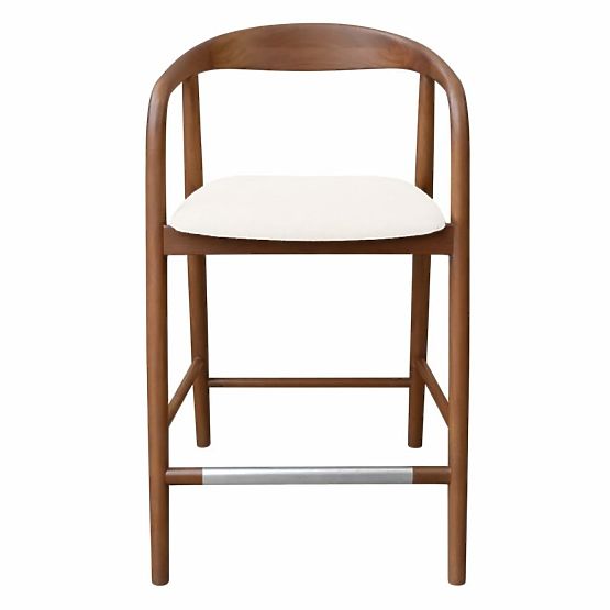 Holzbarhocker Ludvika 2.0, abgerundet, Nussbaum/Creme