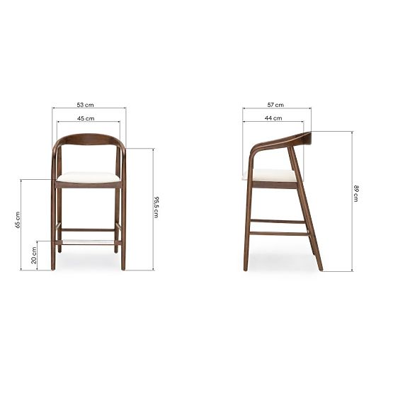 Holzbarhocker Ludvika 2.0, abgerundet, Nussbaum/Creme
