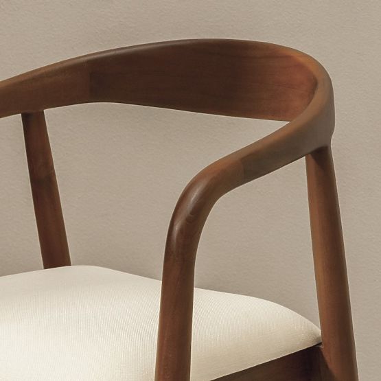 Holzbarhocker Ludvika 2.0, abgerundet, Nussbaum/Creme