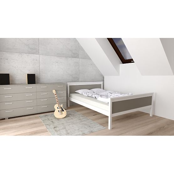 Holzbett Ikar 200 x 120 cm - grau/weiß