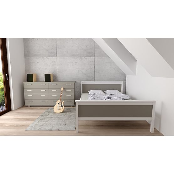Holzbett Ikar 200 x 120 cm - grau/weiß
