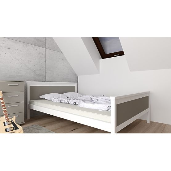 Holzbett Ikar 200 x 120 cm - grau/weiß