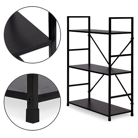 Holzregal mit breitem Metallrahmen LOFT 3 Regale schwarz
