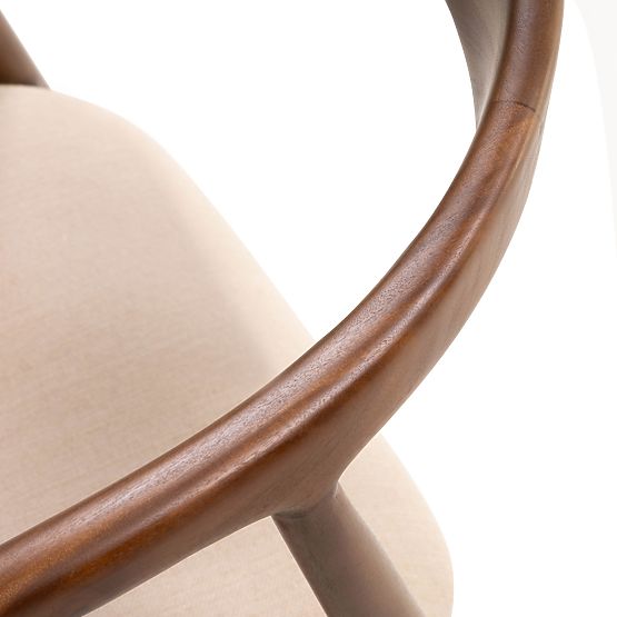 Holzstuhl Ludvika, abgerundet, Nussbaum/Beige