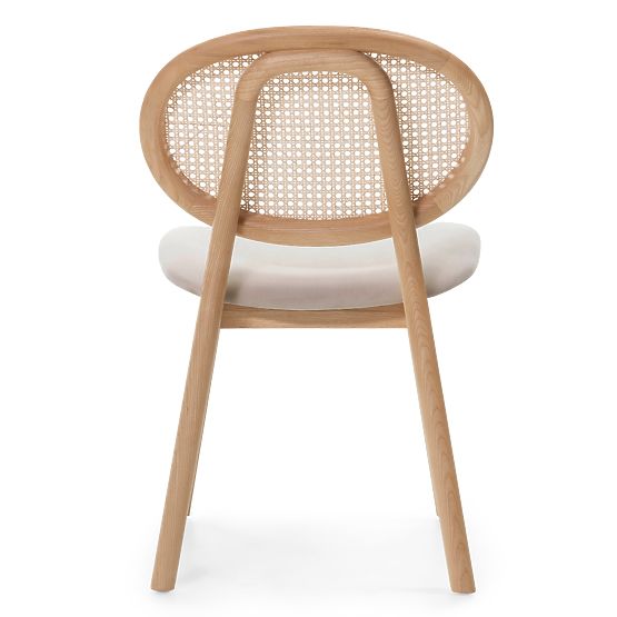 Holzstuhl Monet mit Wiener Geflecht, Rattan, Velours, natur/hellbraun