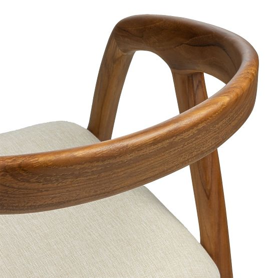 Holzstuhl Sande abgerundet, natur/creme, Teakholz