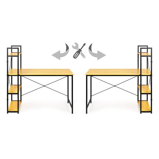 Holztisch mit Regalen im Loft-Stil