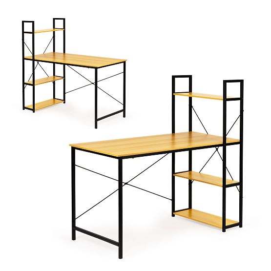 Holztisch mit Regalen im Loft-Stil