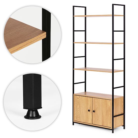 Industrielles Loft-Regal mit Schrank 4 Regalböden ModernHome