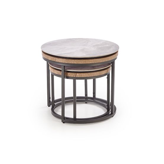 ITAKA Set aus 2 Bänken, Aschgrauer Marmor / Graphit (1p=1 Stück)