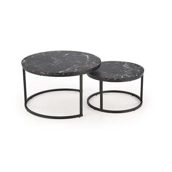 JAVA Set aus 2 Bänken, schwarzer Marmor / schwarz (1p=1 Stk.)