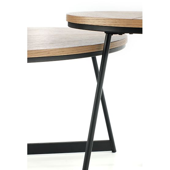 KARIDA Couchtisch aus Naturholz Eiche/Schwarz (1p=1 Stk)