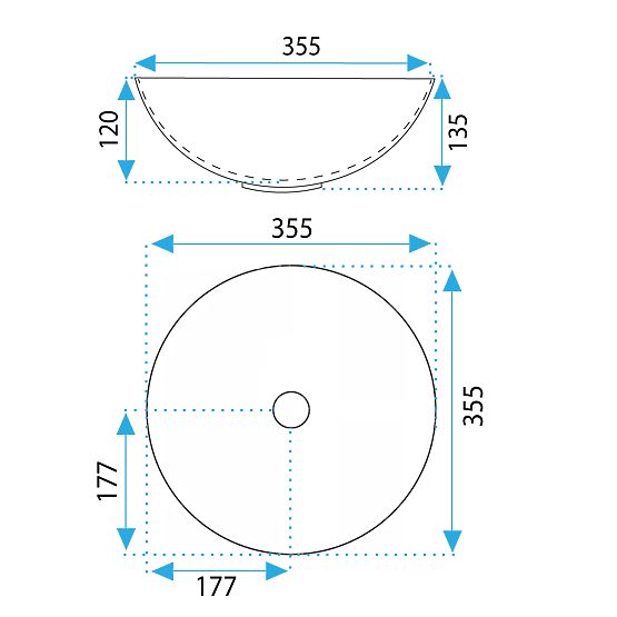 Keramik-Waschbecken zur Montage auf der Arbeitsplatte Stella weiß mit goldenem Rand