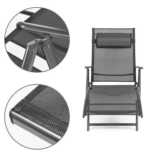Klappbare Garten-Strandliege mit verstellbarer Rückenlehne, Stahlkonstruktion, grau MultiGarden