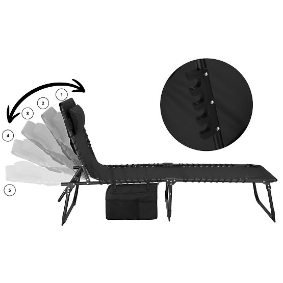 Klappbare Gartenliege verstellbar FENIKS schwarz