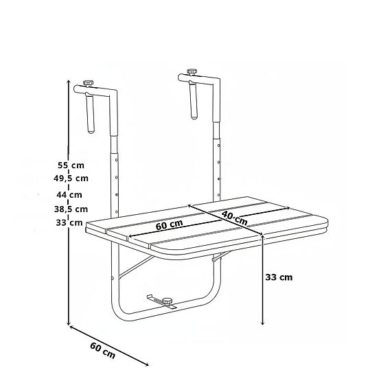 Klappbarer Balkontisch ARETTO grau