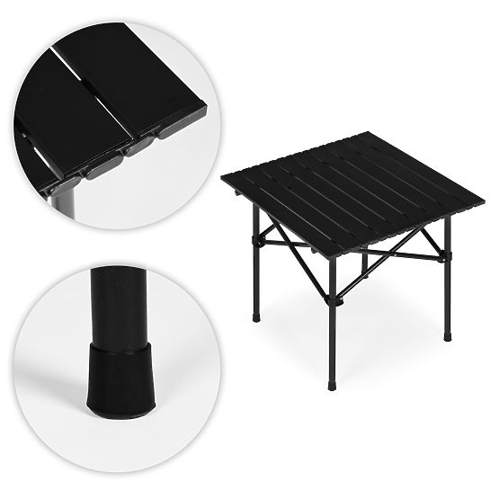 Klappbarer Campingtisch 53x55 cm mit Tasche schwarz MultiGarden