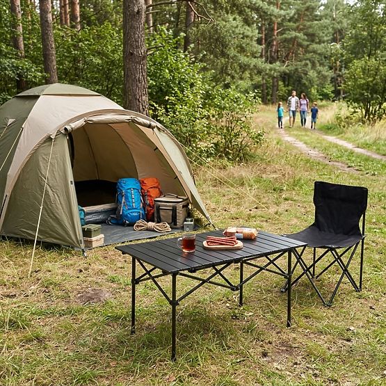 Klappbarer Campingtisch 95x55 cm mit Tasche schwarz MultiGarden