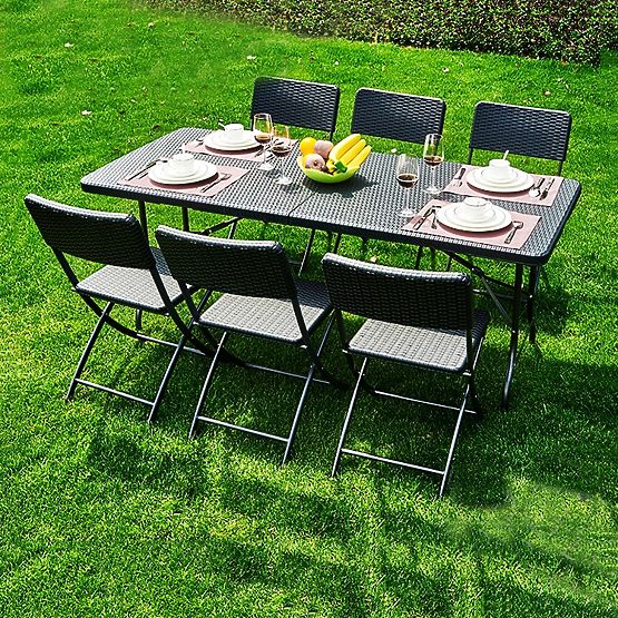 Klappbarer Catering-Gartenbankettisch 180 cm Rattan ModernHome