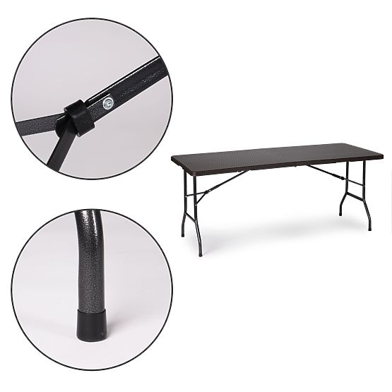 Klappbarer Catering-Gartenbankettisch 180 cm Rattan ModernHome