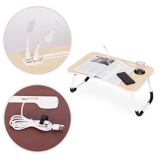 Klappbarer Laptopständer 60x40 cm mit Lampe und Ventilator ModernHome