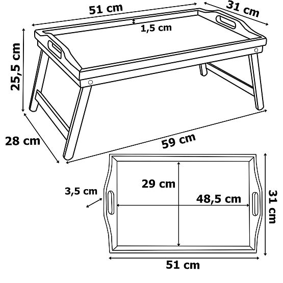 Klappbares Frühstückstablett AURELIA