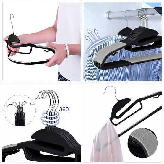 Kleiderbügel Flexi Set 10 Stück schwarz-grau