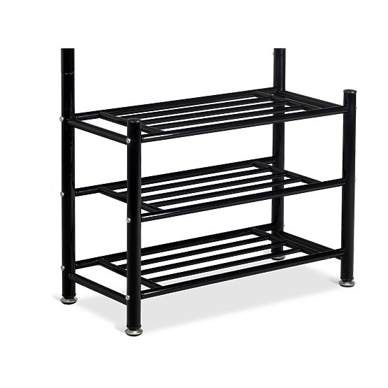 Kleiderbügel mit Ablage für Schuhe – Schwarz