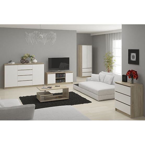 KLEIDERSCHRANK STAR S 60 cm 2 TÜREN 2 SCHUBLADEN SONOMA / WEISS