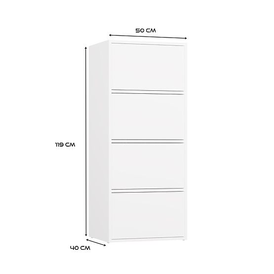 Kommode ALMA WEISS Schrank 4 Türen 4 Regale