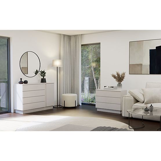 Kommode AMBER 1D4S Schrank 1 Tür 4 Schubladen für Schlafzimmer Wohnzimmer KASCHMIR Beige